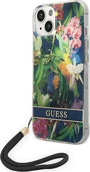 Guess Etui Guess do iPhone 14 Plus 6,7" niebieski/blue hardcase Flower Strap