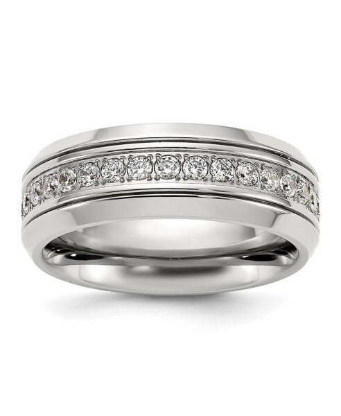 Stainless Steel CZ Band Ring