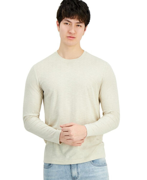 Men's Long-Sleeve Crewneck Variegated Rib Sweater, Created for Macy's