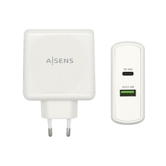 Автомобильное зарядное устройство с USB-портами Aisens ASCH-2PD45A-W 57 W Белый USB-C