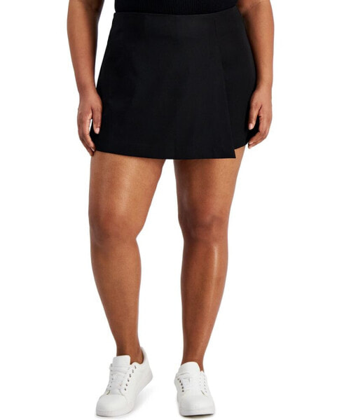 Trendy Plus Size Back-Zip Woven Mini Skort, Created for Macy's