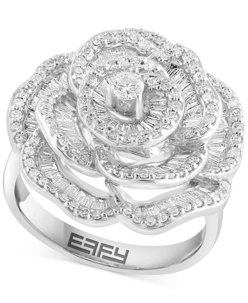 EFFY® Diamond Baguette & Round Rose Ring (1-1/3 ct. t.w.) in 14k White Gold