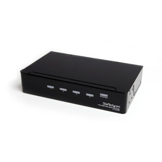 StarTech.com 4-port HDMI splitter and signal amplifier - HDMI - 4x HDMI - 1920 x 1200 pixels - Black - Steel - 1280 x 1024 (SXGA) - 1600 x 1200 (UXGA) - 1920 x 1080 (HD 1080) - 1920 x 1200 (WUXGA) - 640 x 480 (VGA)