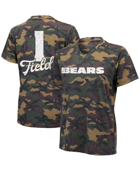 Women's Justin Fields Camo Chicago Bears Name and Number V-Neck T-shirt