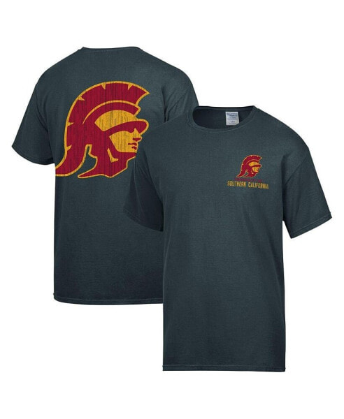 Men's Charcoal Distressed USC Trojans Vintage-Like Logo T-shirt