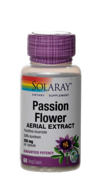 Solaray Passion Flower Extract Экстракт пассифлоры 250 мг 60 растительных капсул