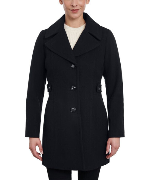 Women's Petite Single-Breasted Notched-Collar Peacoat, Created for Macy's