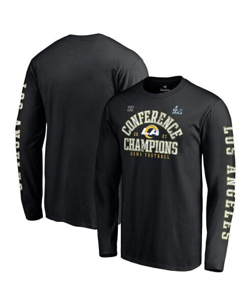 Men's Black Los Angeles Rams 2021 NFC Champions Vintage-Like Long Sleeve T-shirt