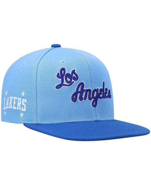 Men's Powder Blue, Royal Los Angeles Lakers Hardwood Classics Core Side Snapback Hat