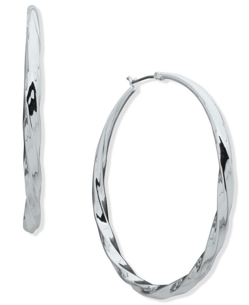 Medium Twist Style Hoop Earrings, 1.98"