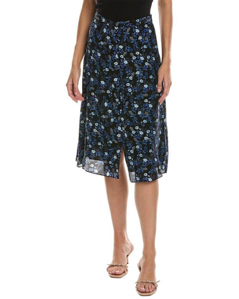 The Kooples Silk-Blend Midi Skirt Women's Blue 1