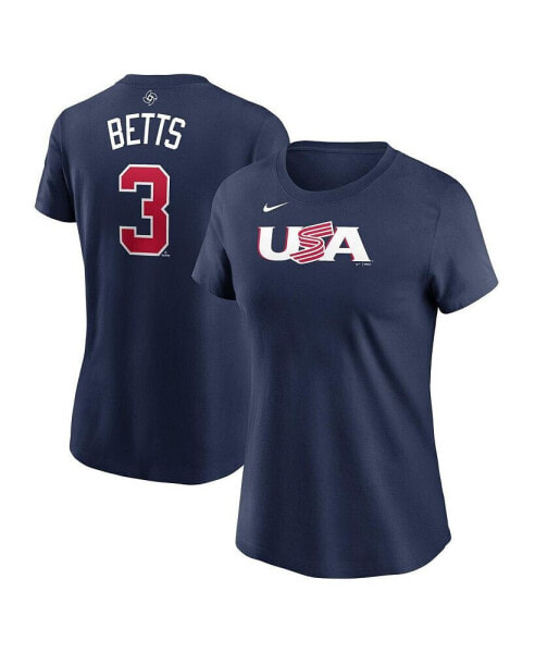 Women's Mookie Betts Navy USA Baseball 2023 World Baseball Classic Name and Number T-shirt