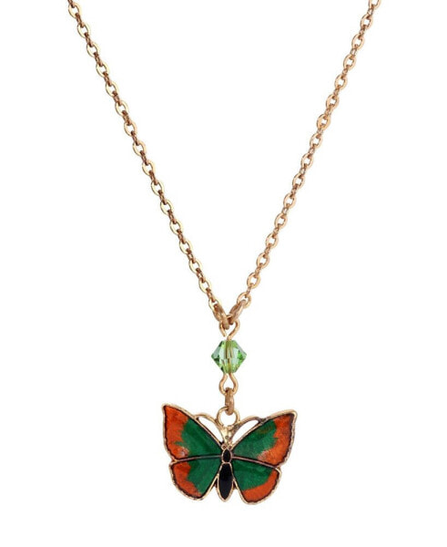 Gold-Tone Crystal Butterfly Pendant Necklace
