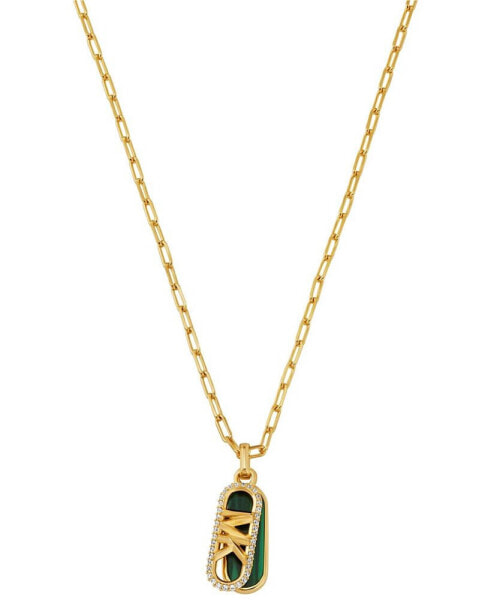 Michael Kors 14K Gold Plated Tiger's Eye Dog Tag Necklace