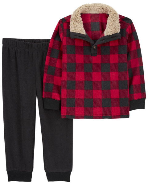 Toddler 2-Piece Buffalo Check Pullover & Fleece Pant Set 3T