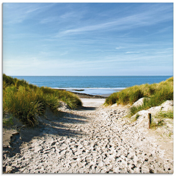 Glasbild Strand mit Sanddüne Weg zur See