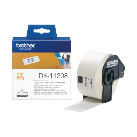 Brother Large Address Labels - Black on white - 400 pc(s) - DK - White - Direct thermal - Brother
