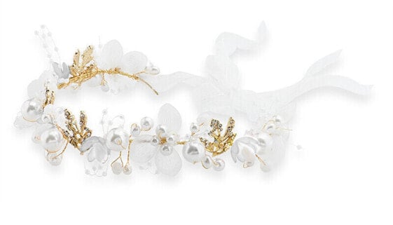 Elaborate pearl headband with flowers
