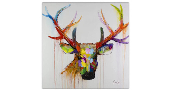 Картина ручной работы KUNSTLOFT "Разноцветный олень"