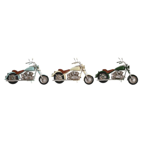 Декоративная фигура DKD Home Decor 28 x 10 x 17 cm Мотоцикл Белый Зеленый Небесный синий Vintage (3 Предметы)