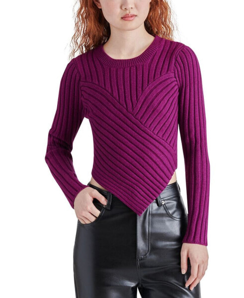 Women's Melissa Asymmetrical-Hem Ribbed Sweater