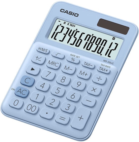 Канцелярский калькулятор CASIO MS-20UC-LB Desktop Basis 12 разрядов 1 строка Батарейный/Солнечный синий