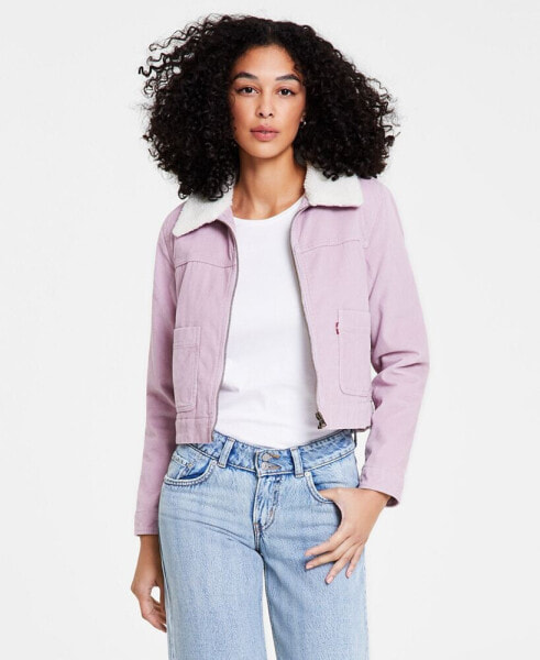 Women's Retro Sherpa-Collar Ribbed Corduroy Jacket