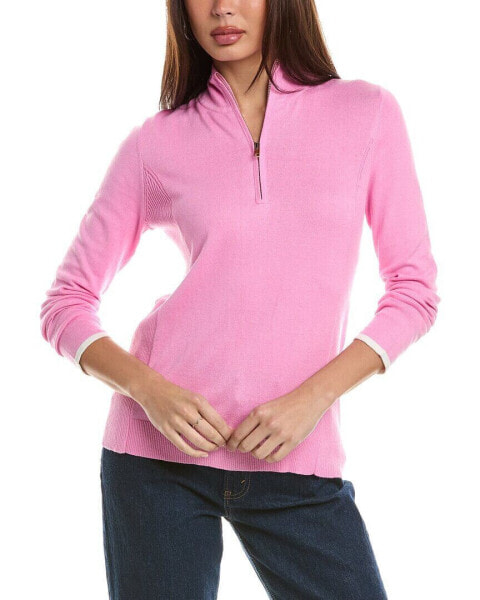 Hannah Rose Tee Time Cashmere-Blend 1/4-Zip Pullover Women's