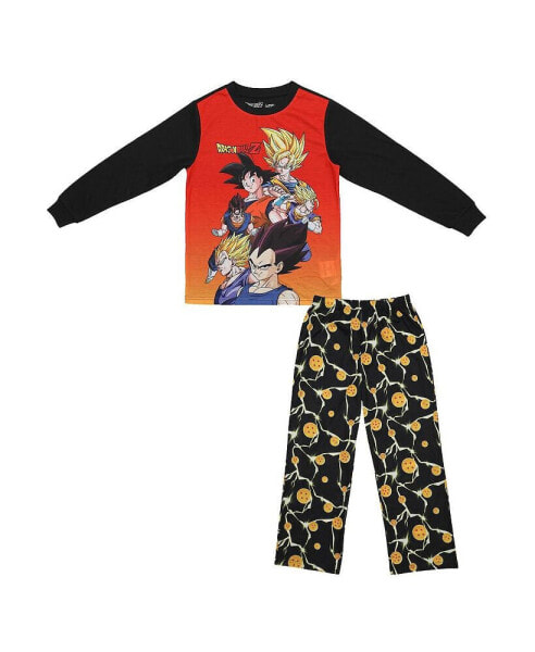 Boys Youth Sleepwear Set: Long-Sleeve Tee Shirt, Sleep Shorts, and Sleep Pants