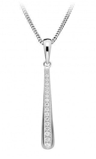 Timeless Sterling Silver Necklace with Zircons SC499 (Chain, Pendant)
