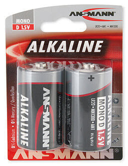 Аккумуляторы ANSMANN® Mono D Alkaline 1.5 V 2 шт 61.5 мм