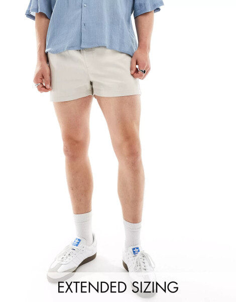 ASOS DESIGN slim chino shorts in stone