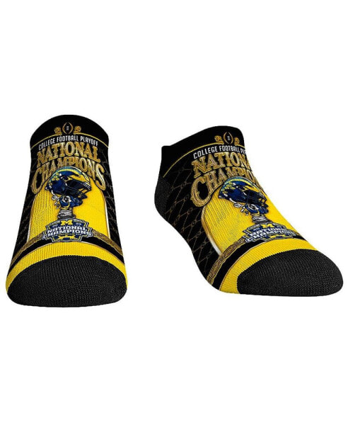Men's and Women's Socks Navy Michigan Wolverines College Football Playoff 2023 National Champions Gilded Helmet Low-Cut Socks