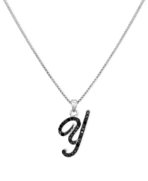 Sterling Silver Necklace, Black Diamond "Y" Initial Pendant (1/4 ct. t.w.)