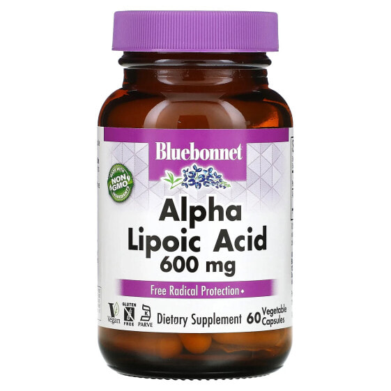 Антиоксидант Bluebonnet Nutrition Alpha Lipoic Acid, 600 мг, 60 капсул, растительные