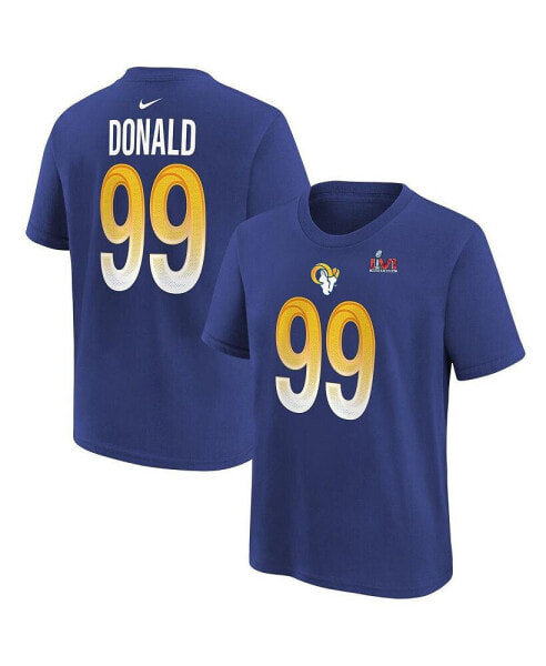 Big Boys Aaron Donald Royal Los Angeles Rams Super Bowl LVI Name and Number T-shirt