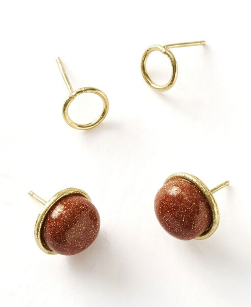 Indali Labradorite Stud Earrings - Set of 2 Semi Precious