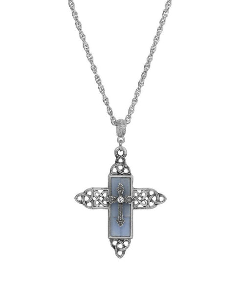 Color Glass Crystal Filigree Cross Necklace