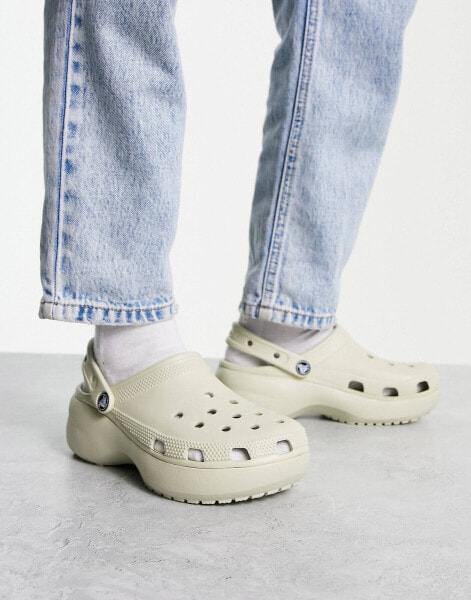 Crocs classic platform clogs in bone