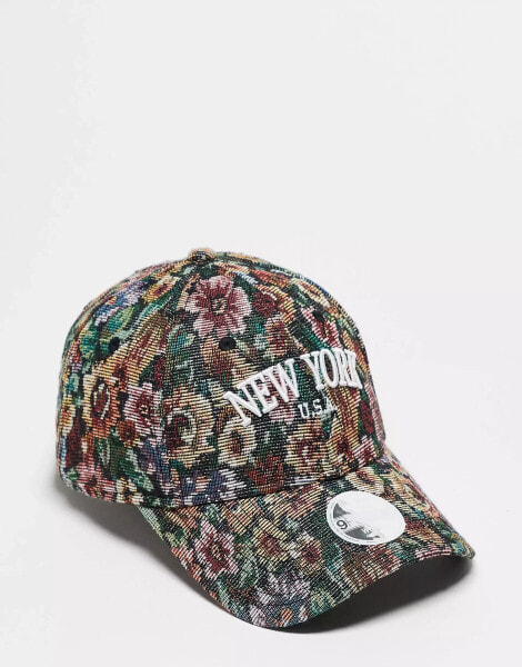 New Era 9forty New York script jacquard cap in multi