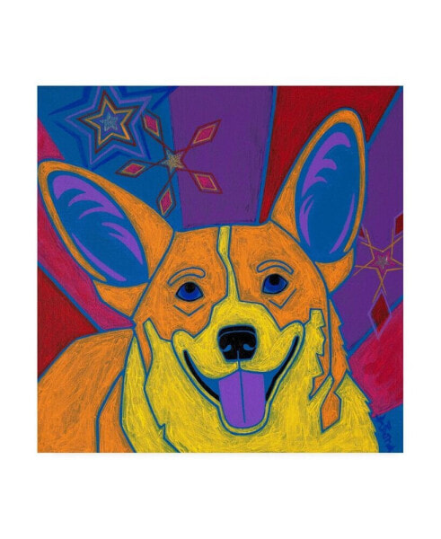 Angela Bon Joyful Corgi Canvas Art - 15.5" x 21"