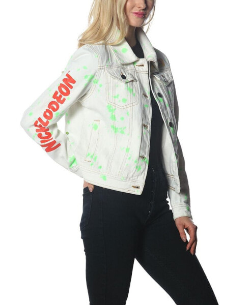 Women's White Denim Nickelodeon Trucker With Pai Jacket