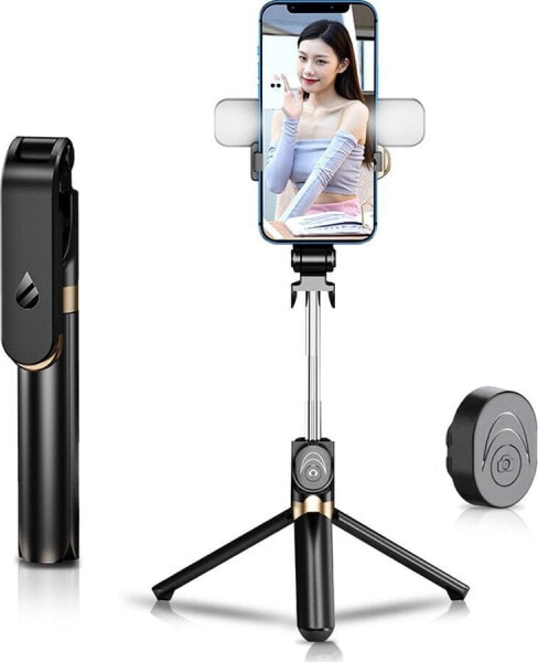 Selfie stick OEM Zestaw / uchwyt selfie z pilotem na bluetooth tripod LED SSTR-20 czarny