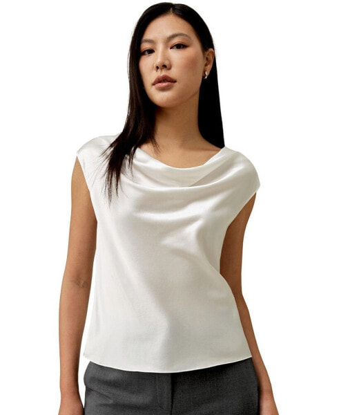 Women's Silk Charmeuse Cowl Neck Top for Women