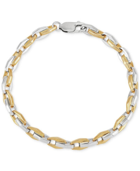 Men's Two-Tone Link Bracelet in 18k Gold-Plated Sterling Silver & White Rhodium