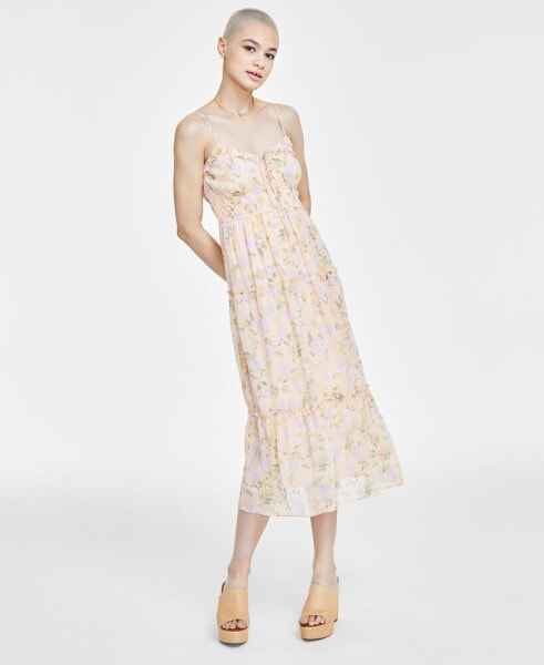 Juniors' Chiffon Lurex Midi Dress