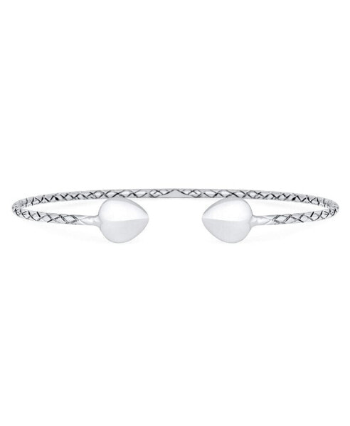 Boho Western Arrow Heart Tips Twist Design Stackable West Indian Bangles Bracelet For Women Teens Solid .925 Sterling Silver Strong 7.5 Inch Wrist