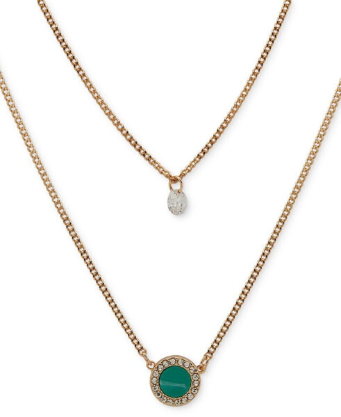 Gold-Tone Cubic Zirconia & Pavé Color Inlay Layered Pendant Necklace, 16" + 3" extender