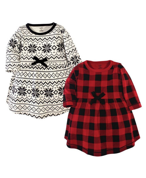 Baby Girls Organic Cotton Long-Sleeve Dresses 2pk, Buffalo Plaid