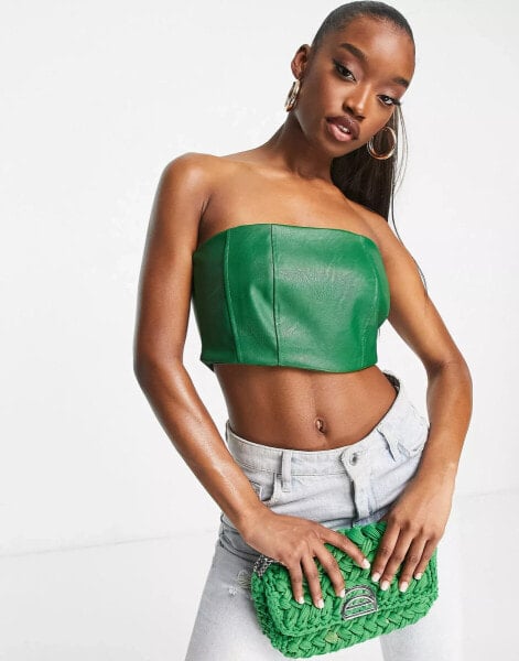 Rebellious Fashion pu corset co ord in green